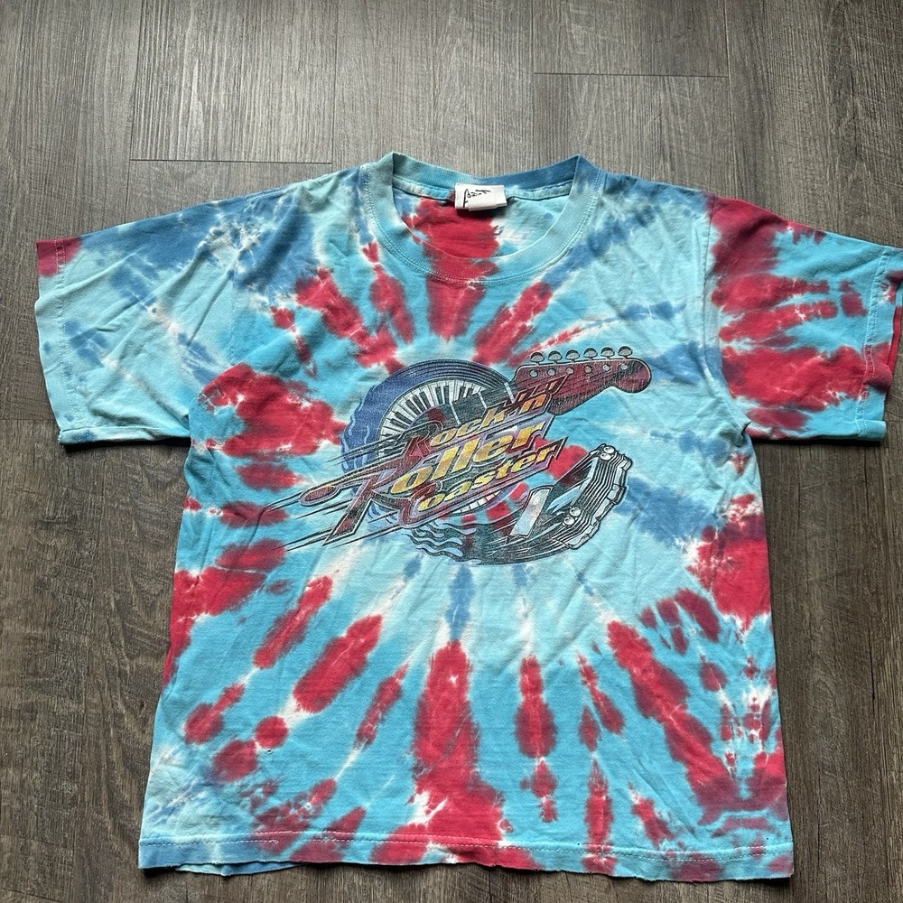 Vtg Disney Aerosmith Rock N Roller Coaster Tie Dye Shirt Short Sleeve Youth XL